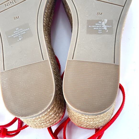 Nine WEst Alexx Wedge Sandal 8 NWOT Orange Espadrille Ankle Wrap Travel Beach - Picture 5 of 5